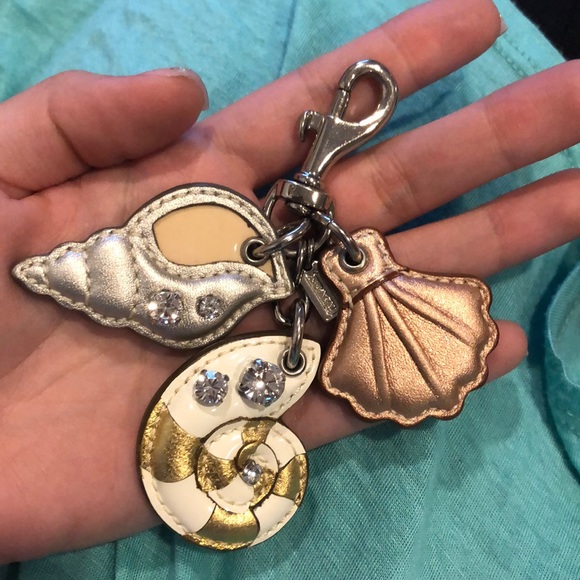 Coach Accessories - RARE coach jeweled leather shell charm keychain